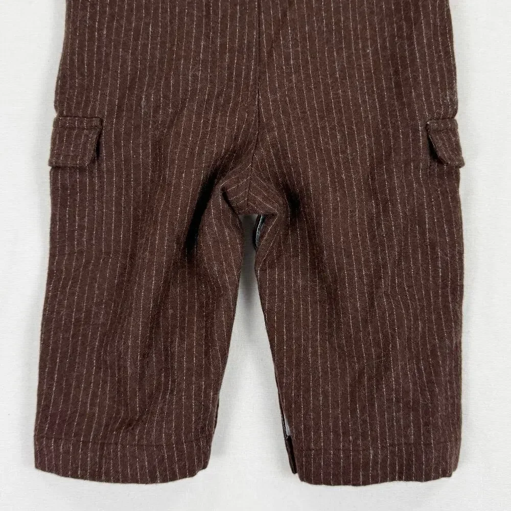Gymboree Boy's Pinstripe Wool Blend Cargo Overalls 9-12 Months Brown